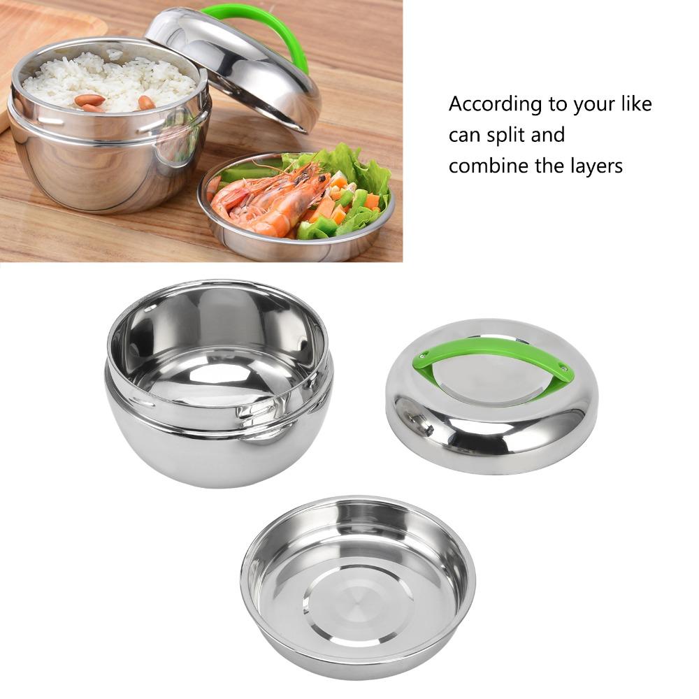 Silver Stainless Steel Food Container 0.8L/1L Thermal Food Container  For Office
