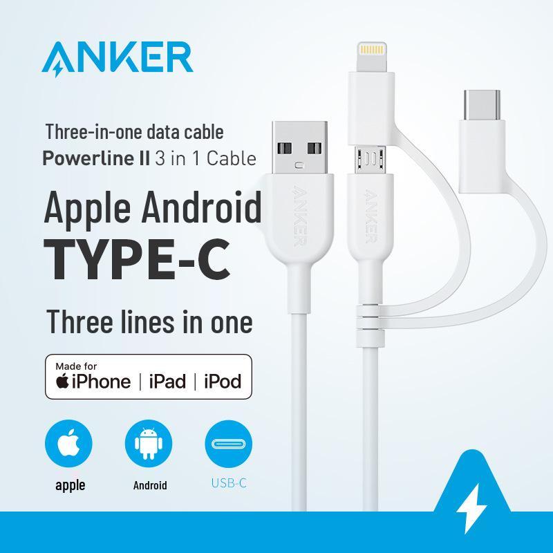 

Сертифицированный Anker MFi 3-в-1 Type-C кабель для передачи данных Apple и Android A8436