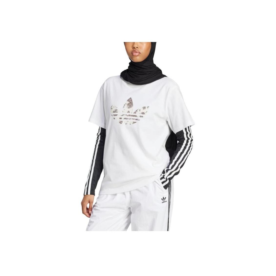 

Adidas Originals Модная Удобная Мягкая Полосатая Приятная к Коже Футболка с Коротким Рукавом и Заниженным Плечом Женские Футболки Белый KA2685 XL