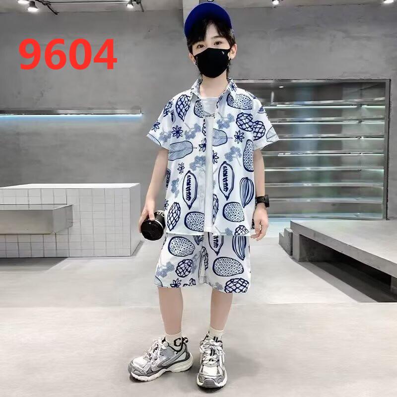 Boys' Hawaiian Floral Shirt & Shorts Set - Stylish Summer Beachwear for Kids