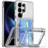 For Samsung Galaxy S26 Ultra Case Wallet Card Slots Shockproof Phone Back Cover Black and Transprent