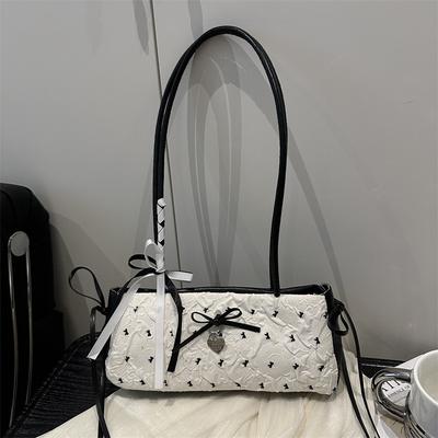 Nischendesign Schleife Achseltasche Damen 2025 neue Handtasche Mode Schulter Umhängetasche süße Baguettetasche