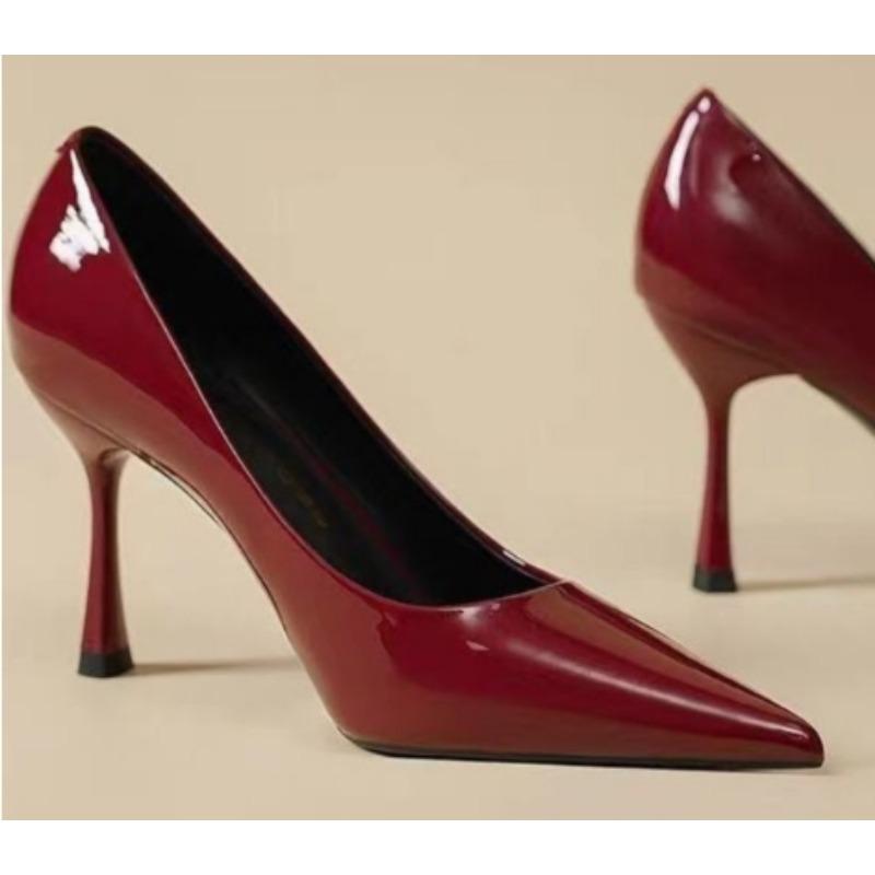 Móda Nové Dámské Boty Špičaté Lodičky Lakovaná Kůže Šaty Červené 8CM Vysoké Podpatky Lodičky Stínové Svatební Boty na Svatbu Ženy