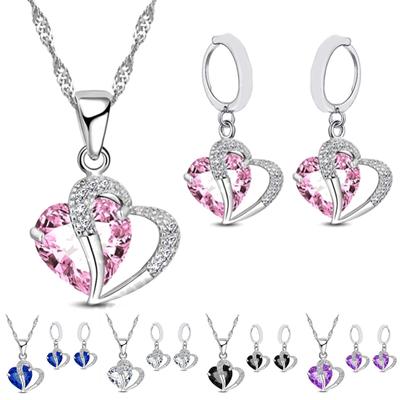Drop Earrings Geometric Rhinestone High Gloss Cubic Zirconia Fine Workmanship Decoration Shinny Heart-shaped