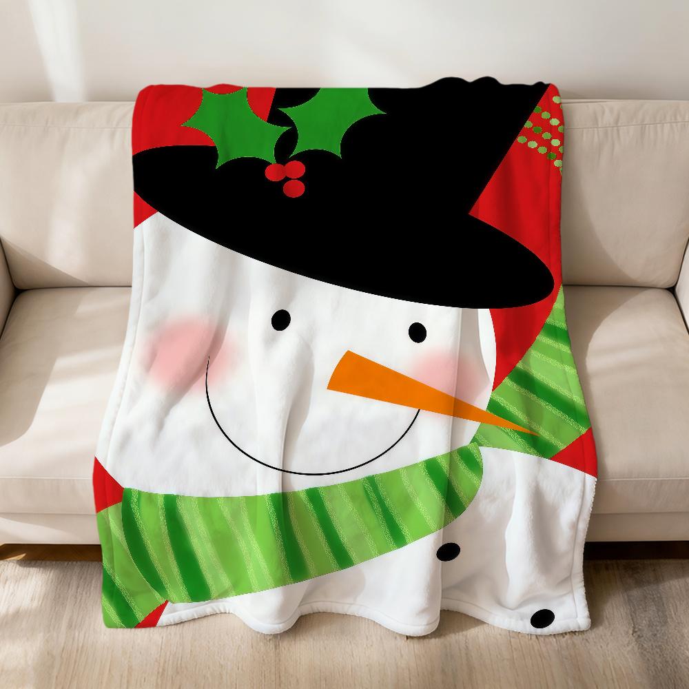 

Christmas Cute Snowman G-Gingerbread Man Art Flannel Soft Warm Plush Blanket Sofa Living Room Pet Bedroom Gift Home Car Portable 75x90cm