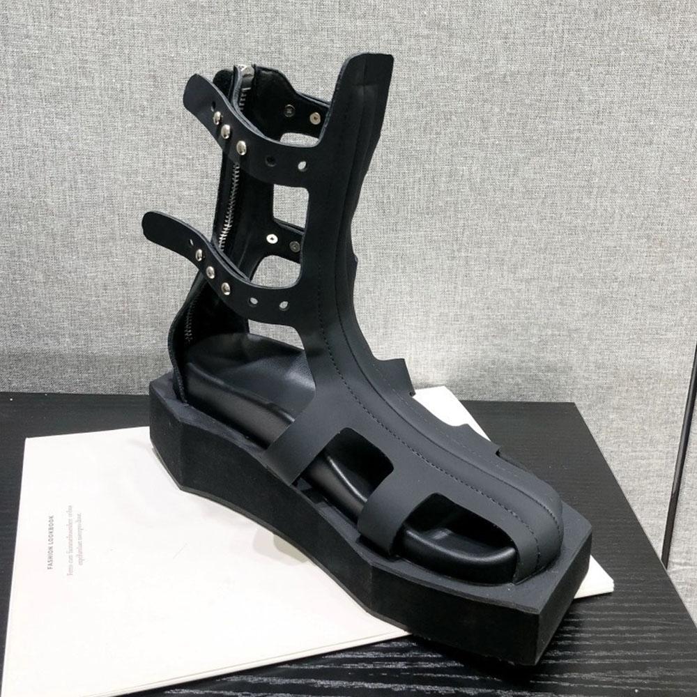 

Летние ботильоны-сандалии Y2K Punk для женщин, новые модные женские туфли до середины голени из сетчатой ткани из натуральной кожи, полые сандалии 36
