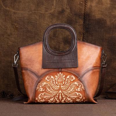 Vintage Embossing Handbags Genuine Leather Ladies Shoulder Bags for Women Ladies Crossbody Bags Purse GZW