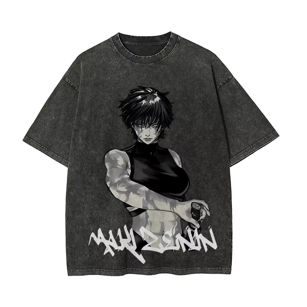 

Jujutsu Kaisen Maki Zenin Printed Tshirt Mens and Womens Washed Tshirt High Quality Vintage Cotton Tshirt YK Tops M