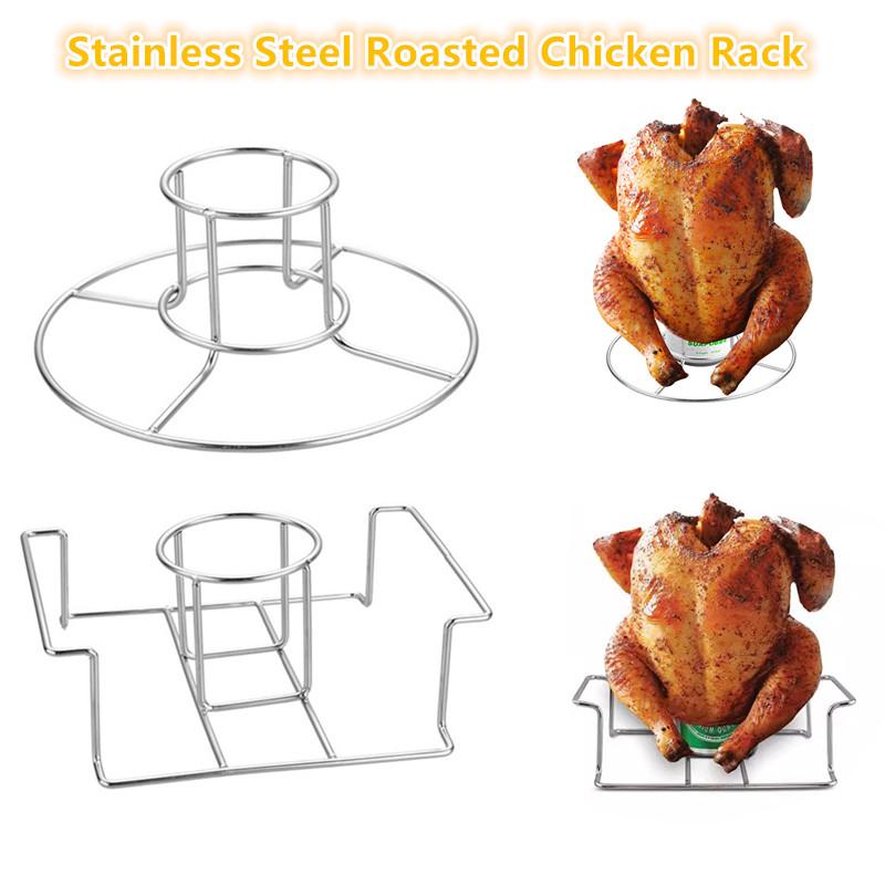 Chicken Roaster Rack Non-Stick Food Grade Stainless Steel Vertical Chicken Holder Barbecue Cooking Pans Kitchen Accessories