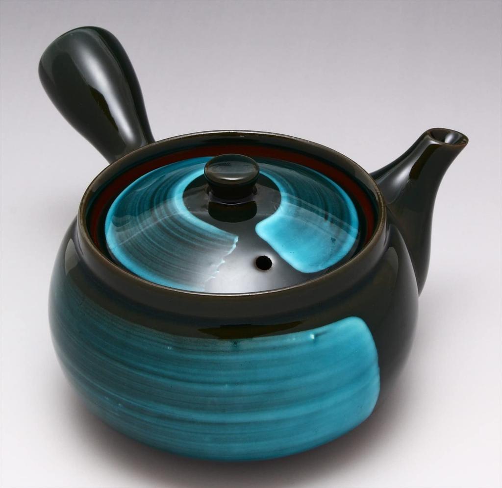 Kakuni Mino Ware Relaxing Teapot, Emerald Green (with Strainer), Approx. 390ml Capacity, Perfect for Green Tea and Japanese Tea, Made In Japan, K11244