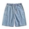 Hög Street Light Färg Tunna Jeansshorts Retro Raka Lösa Vardagliga Mellanstora Byxor