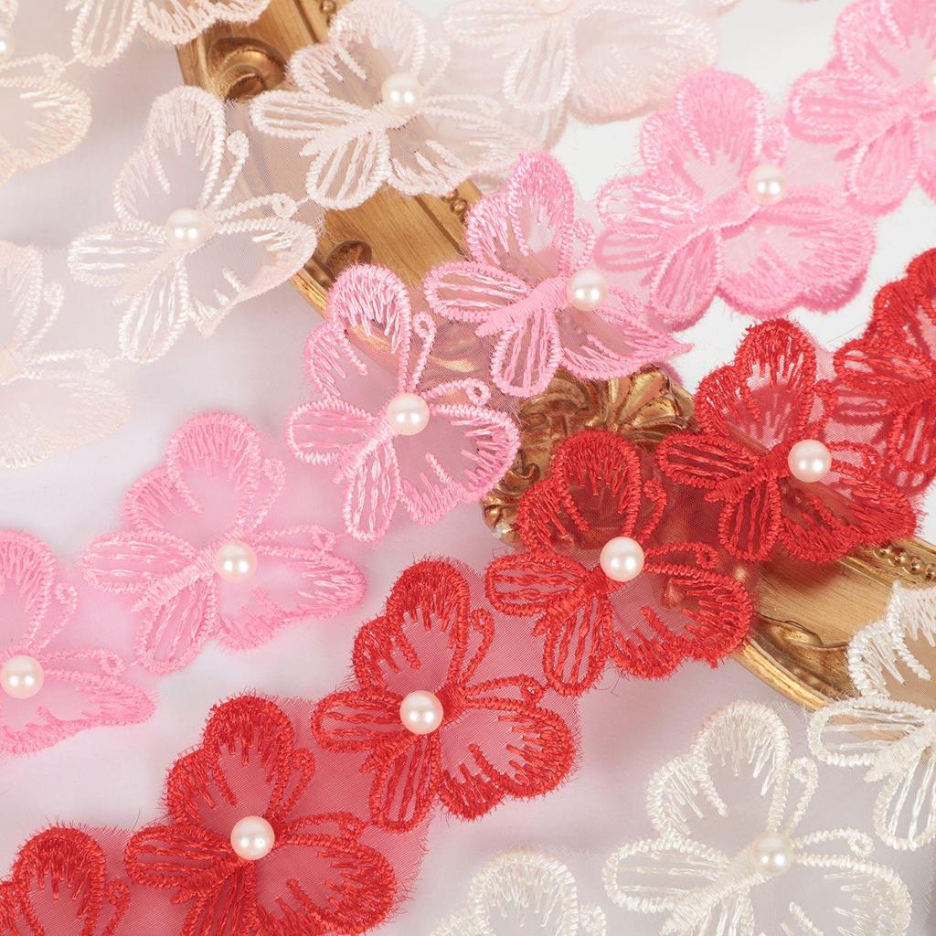 3,2x3,8cm Perlenbesetzter Organza-Spitzen-Schmetterlings-Besatz für DIY-Hochzeitskleider & Vorhänge