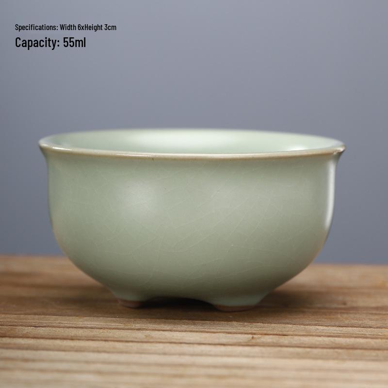 Ru Kiln Master Crackled Porcelain Tea Tasting Cup - Ceramic Kung Fu Tea Set and Business Gift