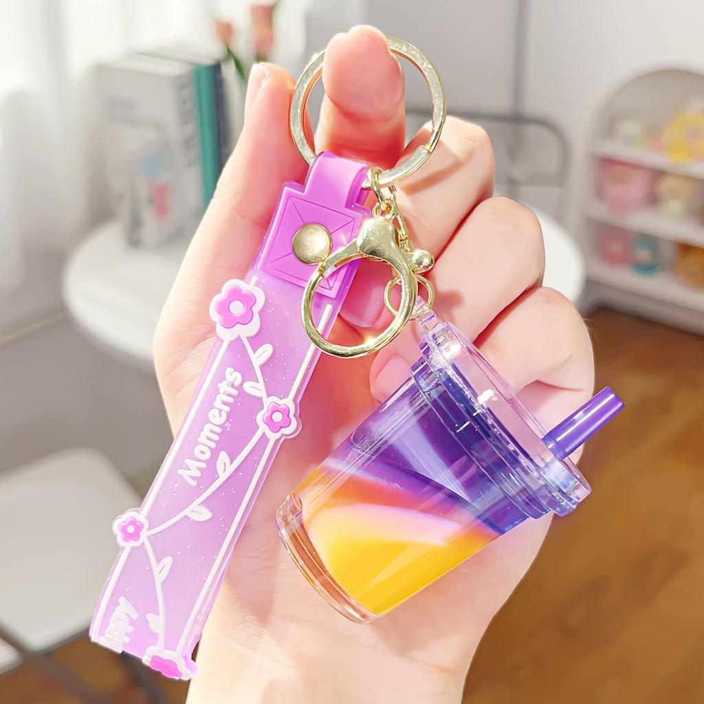 Acrylic Milk Tea Keychain: Cute Coffee Cup Glitter Pendant Charm