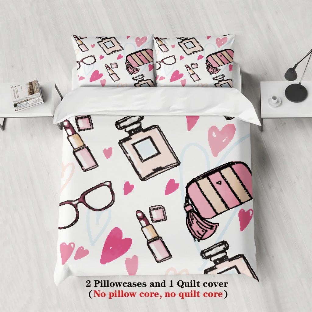 3pcs Fashion Bedding Sets 3D Printed Stationery And Flowers Duvet Cover Sets With Pillowcases No Filling