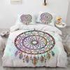 Dream Catcher Duvet Cover Set Colourful Feather Red Flower Romantic Theme Comforter Cover King Full Size for Kid with Pillowcase
