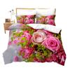 Rose Flower Bedding Set Valentine's Day Duvet Cover Romantic Couple Theme Comforter Cover Red Flower Blossom Petals Quilt Cover