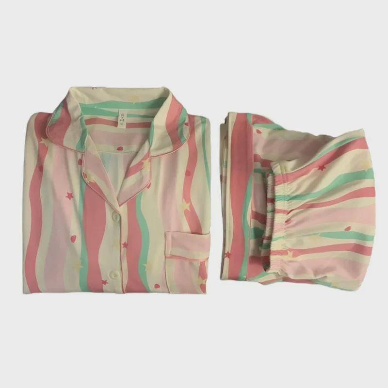 Dopamine Pajamas: Women's Three-Piece Cardigan Set with Short Sleeve, Shorts, and Long Pants