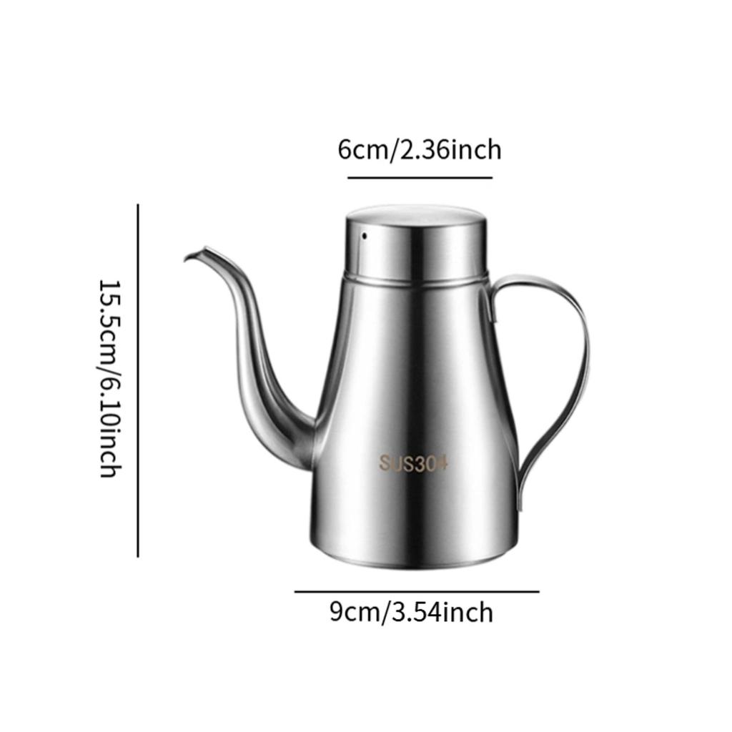 Stainless Steel Oil Pot Portable Oil Kettle Household Edible Oil Pot Long Mouth Oil Bottle 400ML/500ML/700ML/1000ML/1400ML