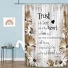 Rustic Farmhouse Orange Shower Curtain - Bible Verse Inspirational Country Farm Yellow Fall Daisy Flowers Butterfly Abstract