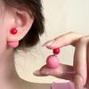 Korean Style Pink Beaded Bubble Stud Earrings for Women - Summer Fashion Candy Colors, Two-Way Wear