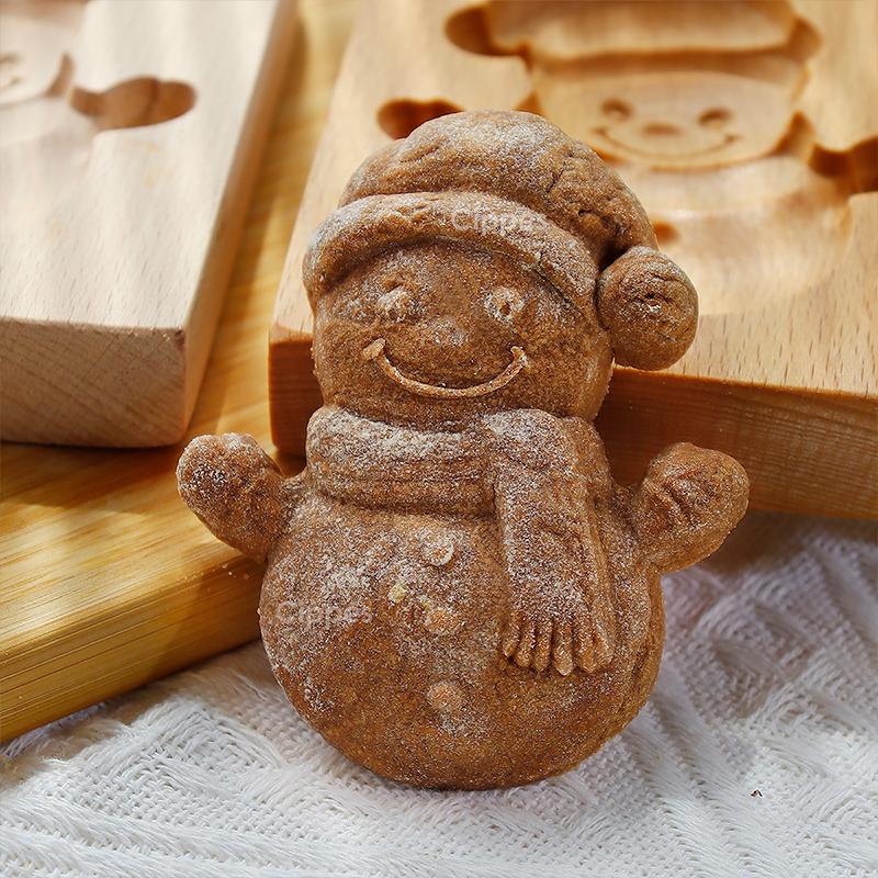 Dřevěné formičky na sušenky na Vánoce, DIY 3D gravírované embosované formičky na vykrajování sušenek, vánoční stromek sněhová vločka Santa Claus perníček