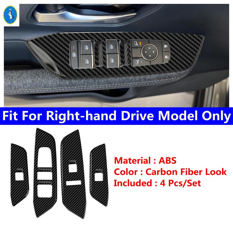 Inner Door Armrest Window Lift Button Cover Trim Fit For Nissan Kicks 2025 2026 Black / Carbon Fiber Look Car ABS Accessories Carbon Fiber Look
