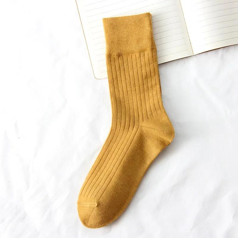 Cotton Knitting Women Socks Fashion Harajuku Retro Lady Girls Loose Long Socks Spring Autumn Solid Color Casual Soft High Socks