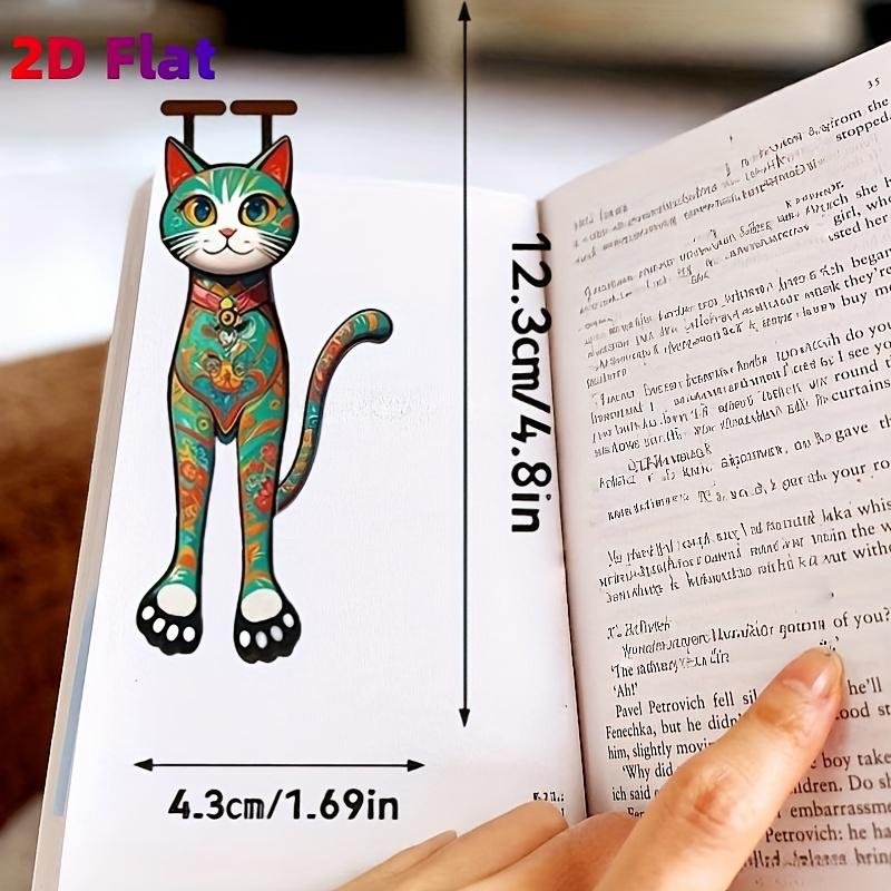 3PCS Cute Colorful Cat Acrylic Bookmarks Set Funny 2D Flat Cartoon Kitten Page Markers Book Lovers Gift for Students Teachers Reading