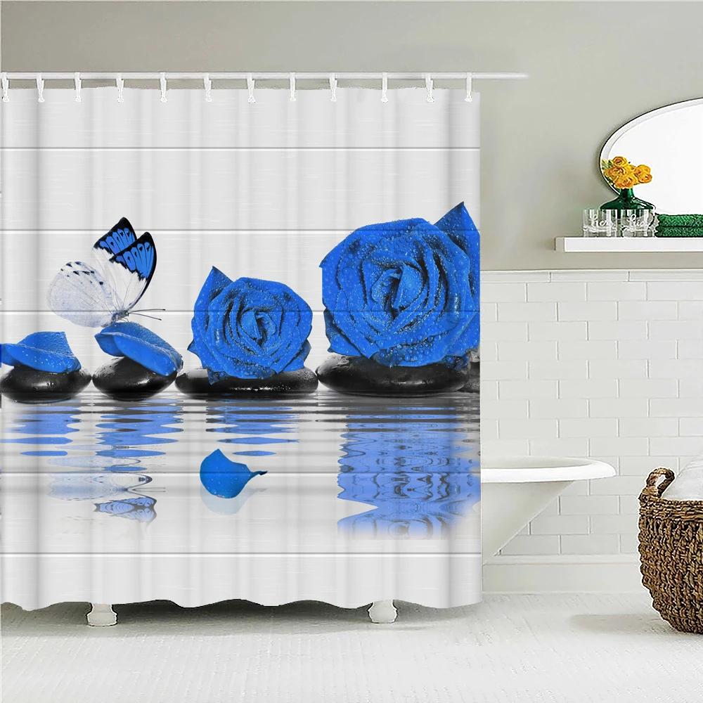 3d Sunflower Yellow Flowers Shark Shower Curtains Bathroom Waterproof Bath Curtain Polyester Cloth With Hooks Decor Bath Screen
