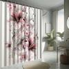 Pink and White Floral Shower Curtain Set - Featuring Musical Notes, Artistic Series,Waterproof Polyester, Modern Bathroom Decor