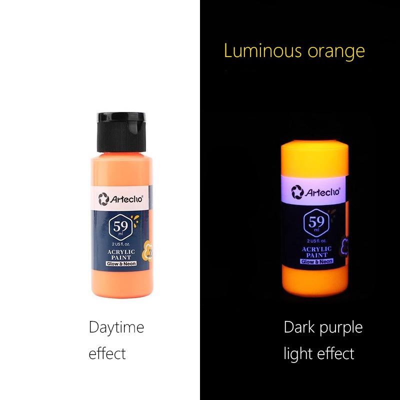 59ML Glow In Dark Acrylic Paint for Hand-Painted Wall Creative Diy Glass Clothes Shoes Luminous Fluorescent Epoxy Resin Pigment
