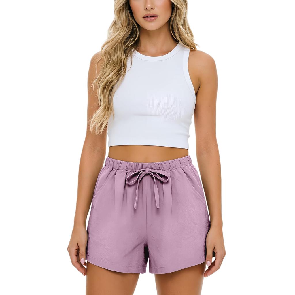 Casual en comfortabele damesboho-short met trekkoord en achterzakken voor de zomer