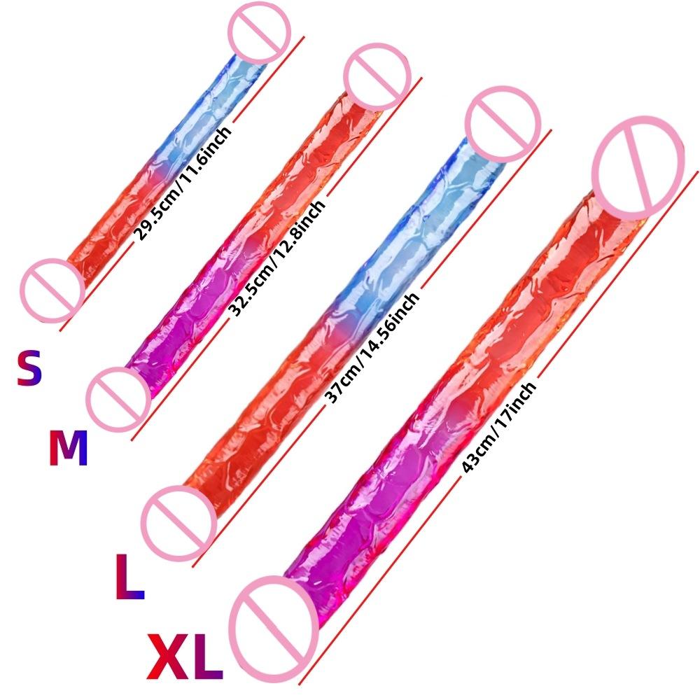 Double-Headed Lala Dildos Sex Toy Female Comrade Double-Headed Dragon Two-Color Jelly Color Dildo Butt Plug