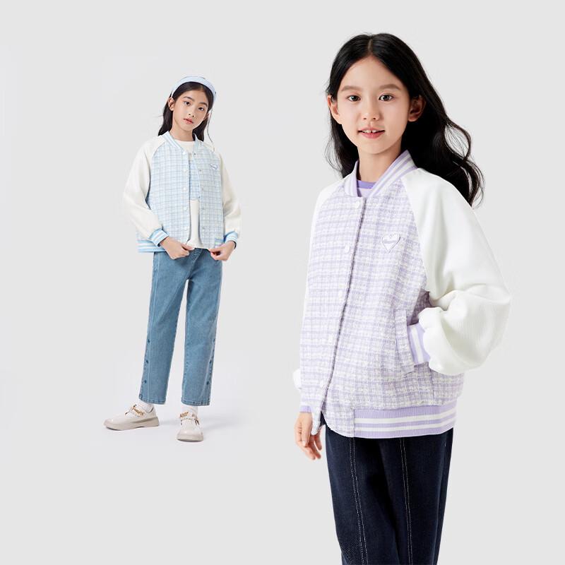 Balabala Girls  Chic Color Block Baseball Jacket 120