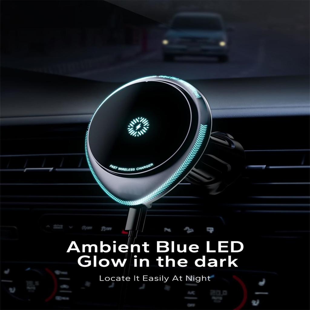 Car Phone Holder Charger Vent/Dashboard Car Mount With Magnetic Charging
