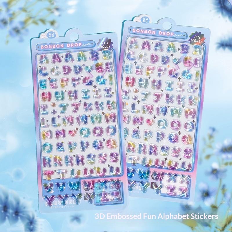 Colorful 3D Cartoon Alphabet Relief Sticker Scrapbooking Journal Planner Photo Diy Decorations Sticker Stationery Supplies