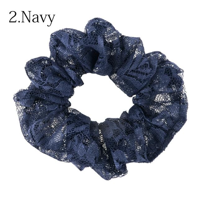 Bijin Kam KOEIDO Lace Scrunchie Made In Navy 100mm, Japan,