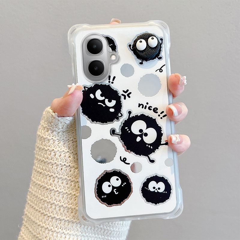 KEYSION Crossbody Strap Phone Case for Infinix Smart 10 Cute Cartoon Long Lanyard Mirror Shockproof Cover for TECNO Spark Go 2 Pop 10