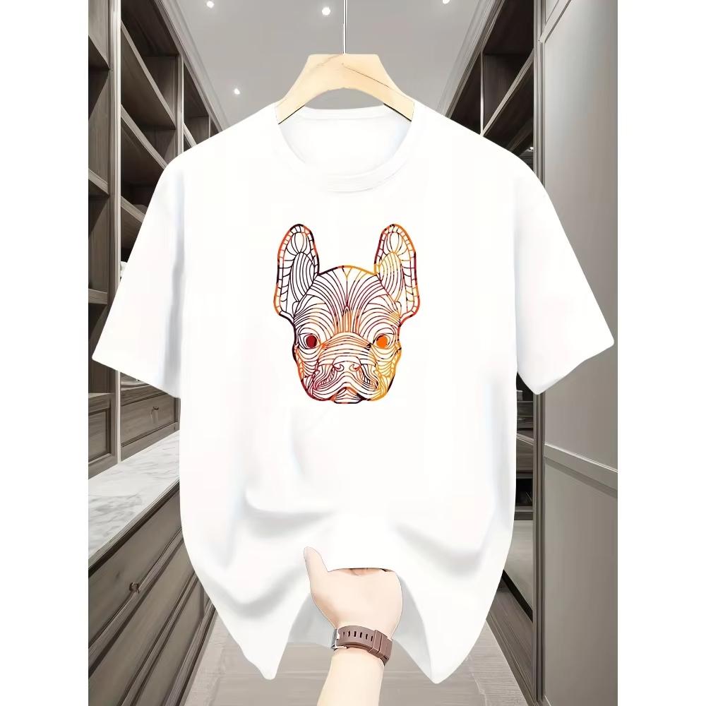 Unisexs Clothing Tshirt Unisexs Tshirt Suitable for Unisexs Clothing French Dog Pattern Shortsleeved Roundneck Tshirt