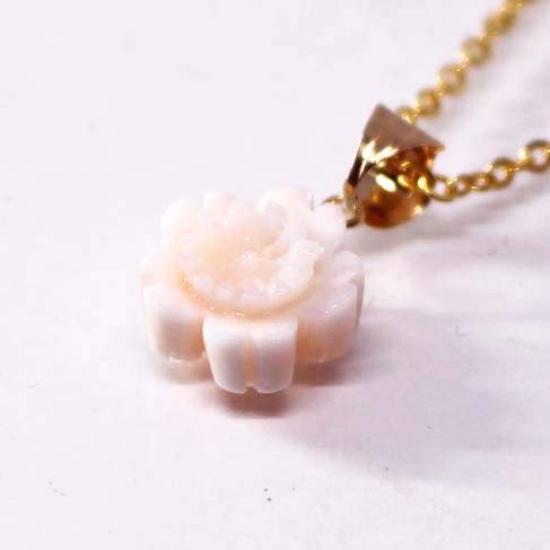 Takumi No Kogeikan Pink Coral Cherry Blossom 10mm Sakura 18K 40cm Undyed Necklace Pendant, Coral, Gold, Gold-Plated Chain,