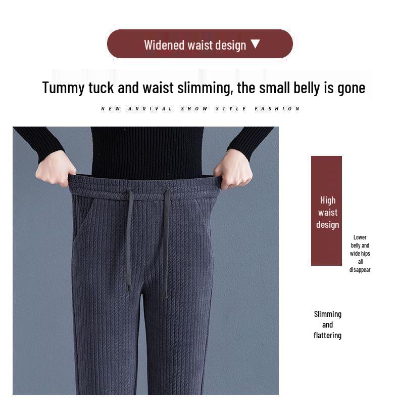 Chenille Draping Fleece-Lined High Waist Slimming Straight-Leg Pants for Women - Autumn/Winter 2024 Collection.