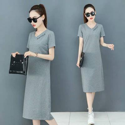 Summer Women's Casual Dresses Women's Fashion Loose and Thin Popular Mid Length T-shirt Skirts