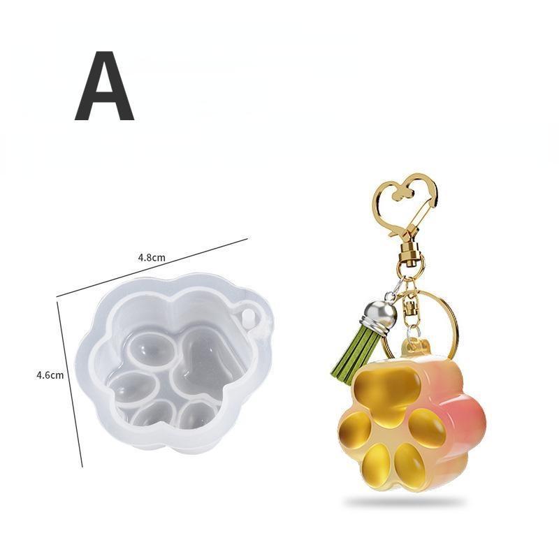 Diy Keychain Drip Mold Resin Flower Cat Claw Pentagram Pendant Silicone Mold