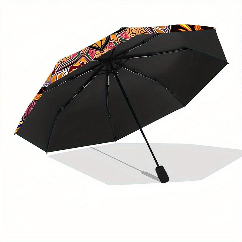 1pc Mandala Patterns Automatic Open/Close Umbrella with One Touch Button,, Windproof Design   Lightweight Portable Umbrella for Women & Men6084