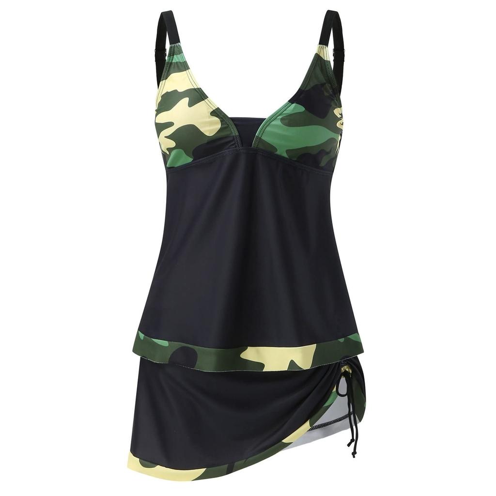 Damen-Badeanzug mit bedrucktem Panel, geteilt, flacher Winkel, großer Badeanzug