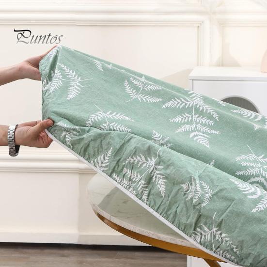 Elastiskt bordsöverdrag Nordic Style Lövtryck rund form med flanellunderlag Anti-halk Lättskött Vattentätt bordsskydd Banketter Fest