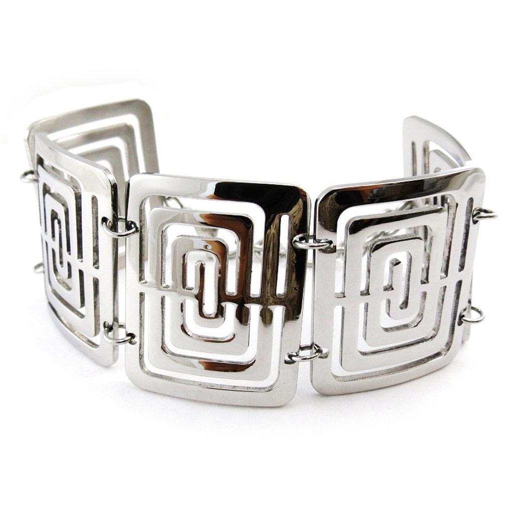 Les Trésors De Lily [J0988] - Silver 'Choreography' Steel Bracelet