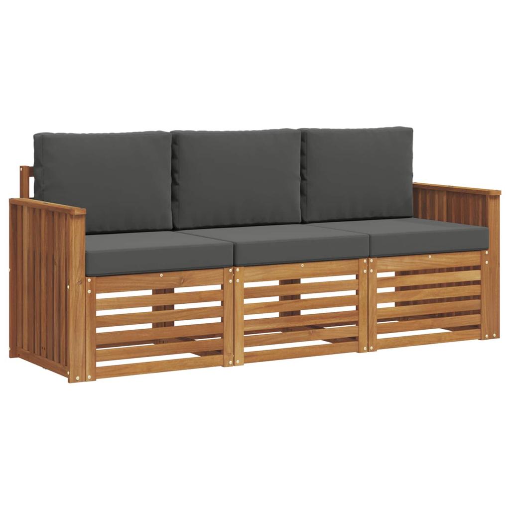 Outdoor Sofa Set 3 Piece Natural and Anthracite Solid Acacia Wood