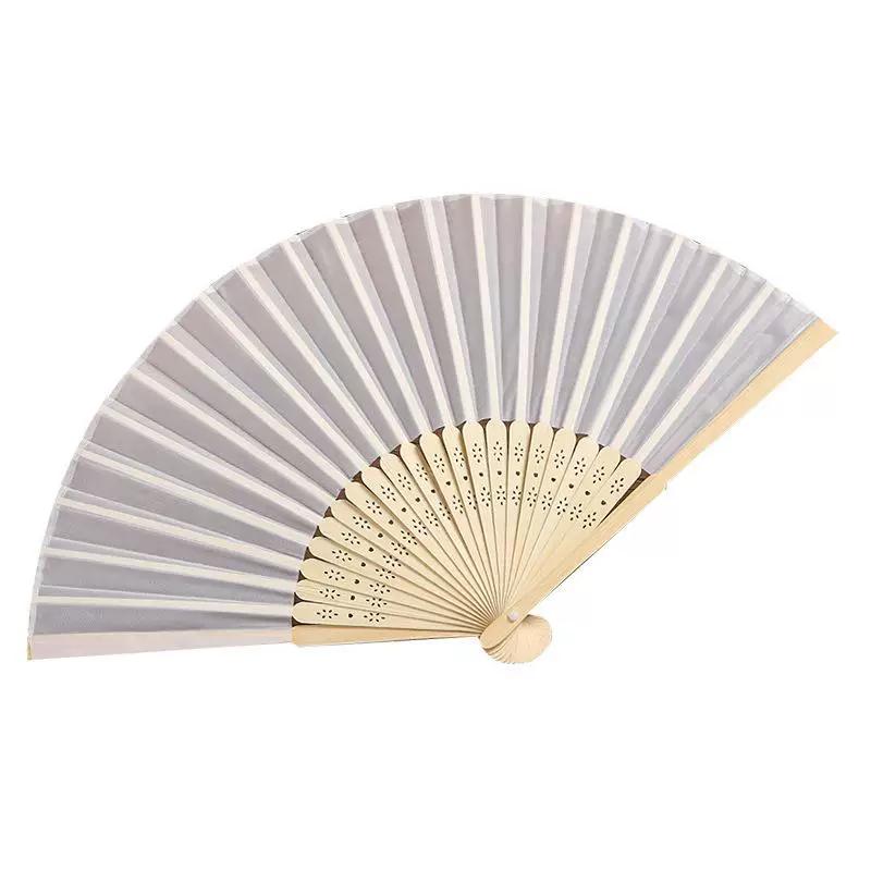 7inch White Silk Fan, Plain White Cloth Fan, Wedding Folding Fan, Bamboo Fan, DIY Blank Fan for Printing Advertisements